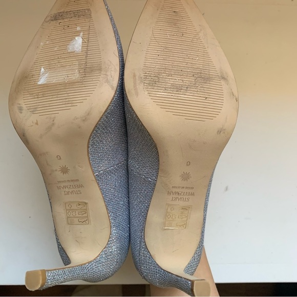 Stuart Weitzman Leigh Metallic 95mm Heel In Silver Sz 6 - Picture 9 of 9